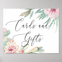Tarjetas y regalos. Boda de cactus floral acuarela