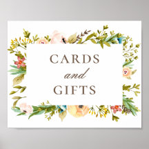 Tarjetas y regalos. Boda de jardín floral verde