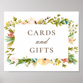 Póster Tarjetas y regalos. Boda de jardín floral verde