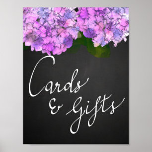 Póster Tarjetas y regalos Boda de pizarra Hydrangea Flora