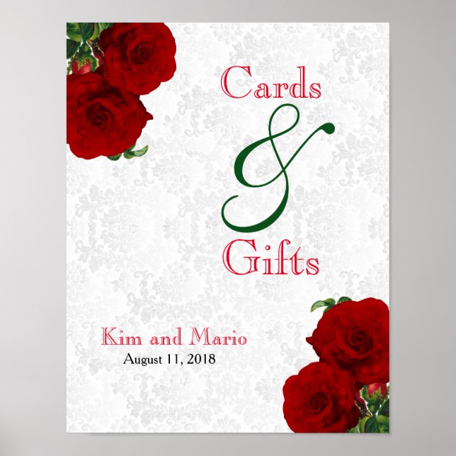 Póster Tarjetas y regalos - Boda de Rosa Roja Profunda (Frente)