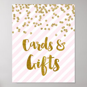 Póster Tarjetas y regalos Boda Rótulo Bandas de oro rosad