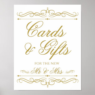 Póster Tarjetas y regalos Boda Rótulo Gold Swirl Caligraf