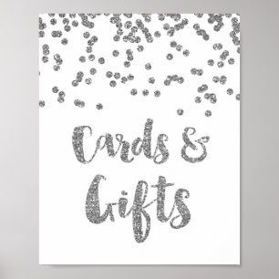 Póster Tarjetas y regalos Boda Rótulo Plata Confetti