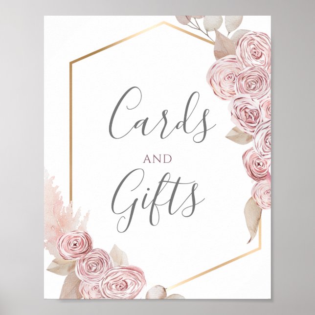 Póster Tarjetas y regalos Bohemias Vainilla Floral rosa (Frente)