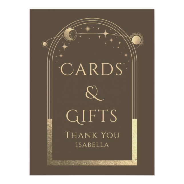 Póster Tarjetas y regalos celestiales Mocha Gold (Anverso)
