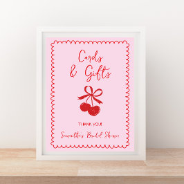 Póster Tarjetas y regalos Cherry Bow Hand Drawed Bridal S