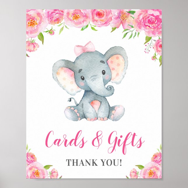 Póster Tarjetas y regalos Chica pequeño elefante de cacah (Frente)