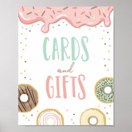Póster Tarjetas y regalos Chica rosado Donut Rótulo de cu