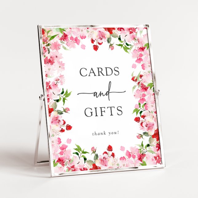 Póster Tarjetas y regalos coloridos (Red and Pink Roses Poster - Cards and Gifts Poster by Painted Paperie
)