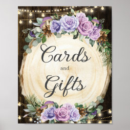 Póster Tarjetas y regalos con encanto de flores moradas