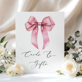 Póster Tarjetas y regalos con lazo rosa caligrafía elegan
