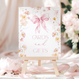 Póster Tarjetas y regalos con lazo rosa para baby shower 
