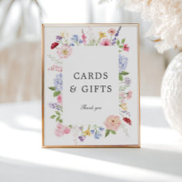 Póster Tarjetas y regalos con marco floral de primavera