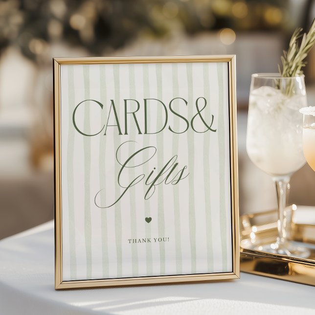 Póster Tarjetas y regalos con rayas verdes Luxe Script    (Subido por el creador)