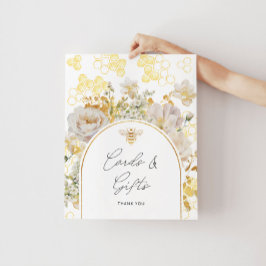 Póster Tarjetas y regalos de abejas con burbujas florales