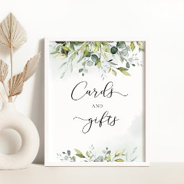 Póster Tarjetas y regalos de acuarela de eucalipto verde