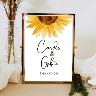 Póster Tarjetas y regalos de acuarela de girasoles de acu