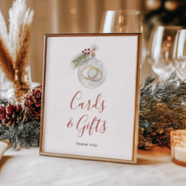 Póster Tarjetas y regalos de adorno navideño de invierno