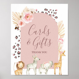 Póster Tarjetas y regalos de animales safari de hierba de