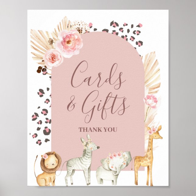 Póster Tarjetas y regalos de animales safari de pampas bo (Frente)