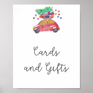 Póster Tarjetas y regalos de árboles de invierno baby sho