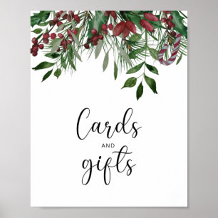 Póster Tarjetas y regalos de árboles de invierno baby sho