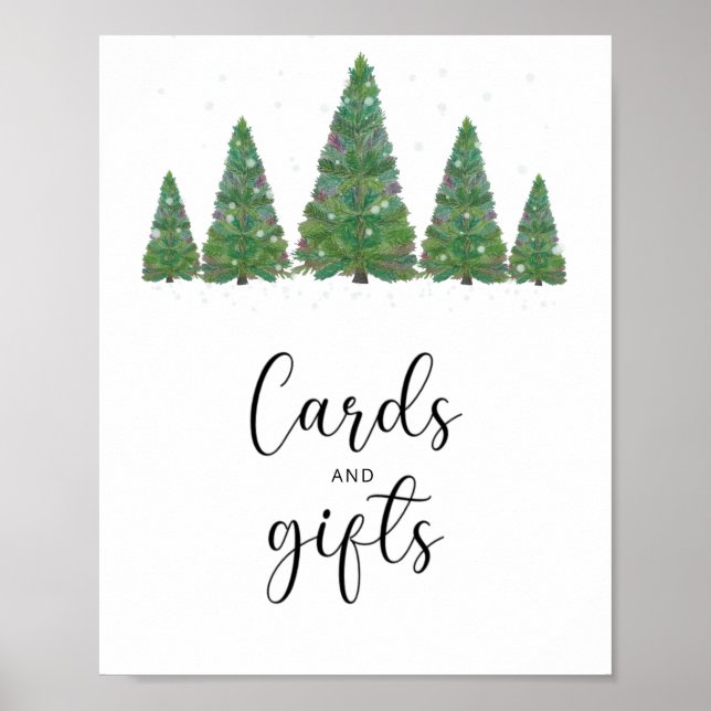 Póster Tarjetas y regalos de árboles de invierno baby sho (Frente)