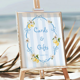 Póster Tarjetas y regalos de arcos azules de limón medite
