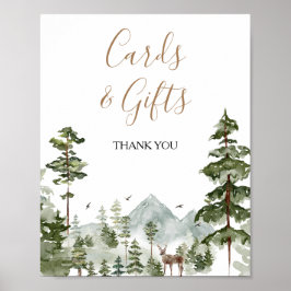 Póster Tarjetas y regalos de aventura de árbol de pino de