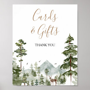 Póster Tarjetas y regalos de aventura de árbol de pino de