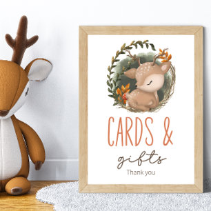 Póster Tarjetas y regalos de Baby Shower de venado con su