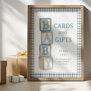 Póster Tarjetas y regalos de bloques de bebé azul polvori