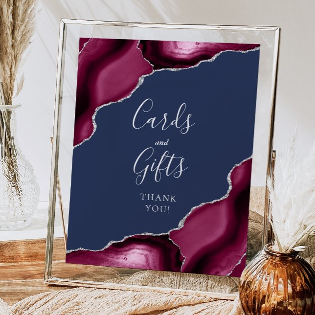 Póster Tarjetas y regalos de boda Agate Borgoña Plata Nav (Subido por el creador)