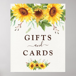 Póster Tarjetas y regalos de boda con girasoles de acuare