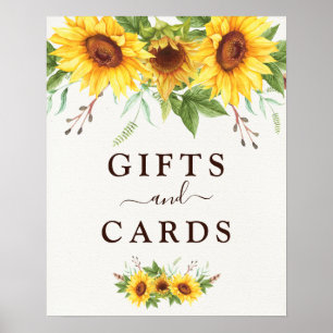 Póster Tarjetas y regalos de boda con girasoles de acuare