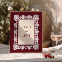 Tarjetas y regalos de boda con marco de encaje bor
