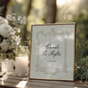 Póster Tarjetas y regalos de boda con marco ornamentado v