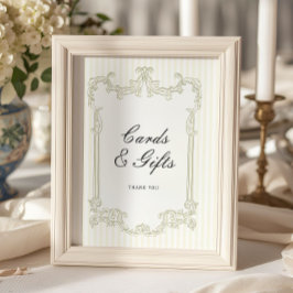 Póster Tarjetas y regalos de boda con marco ornamentado v