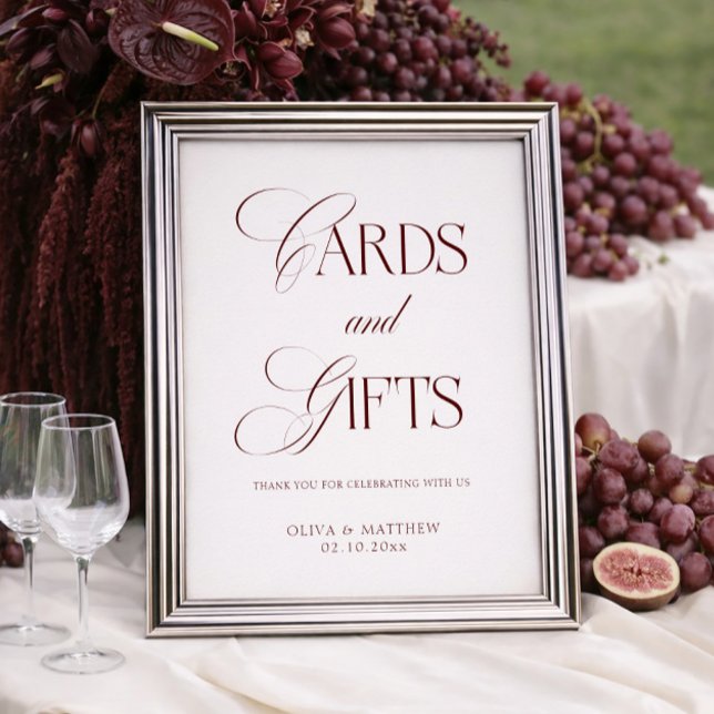Póster Tarjetas y regalos de boda de crema y Burdeos (Subido por el creador)