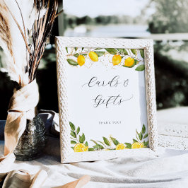Póster Tarjetas y regalos de boda de limón de verano bril