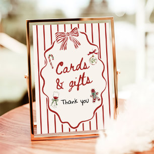 Póster Tarjetas y regalos de boda de Navidad dibujados a 