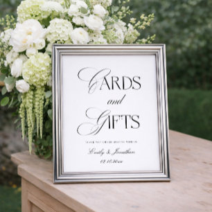 Póster Tarjetas y regalos de boda en negro y blanco