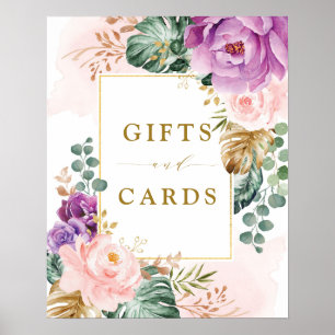 Póster Tarjetas y regalos de boda florales tropicales boh