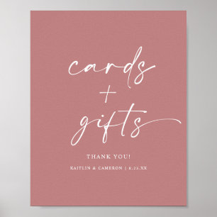 Póster Tarjetas y regalos de boda modernos en rosa polvor