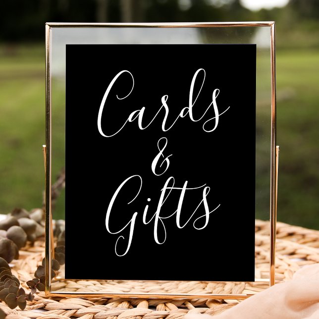 Póster Tarjetas y regalos de boda negros con letra de mod (Subido por el creador)