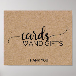 Póster Tarjetas y regalos de caligrafía Kraft falsa simpl