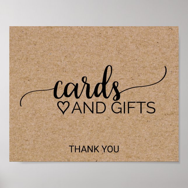 Póster Tarjetas y regalos de caligrafía Kraft falsa simpl (Frente)