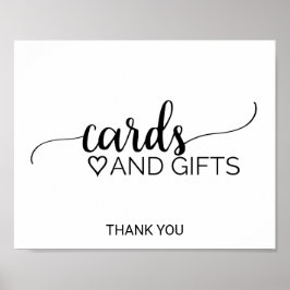 Póster Tarjetas y regalos de caligrafía negra sencilla