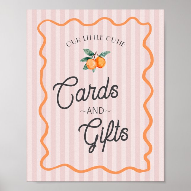 Póster Tarjetas y regalos de cítricos rosados (Frente)
